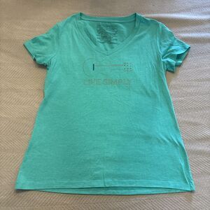 Patagonia T Shirt Womens Size Medium Green Graphic Print Live Simply Guitar